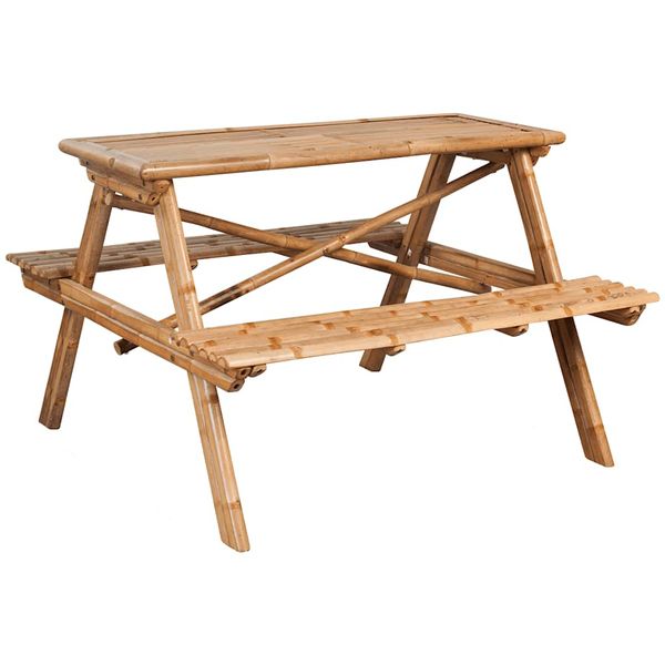 vidaXL Piknikový stôl 120x120x78 cm, bambus