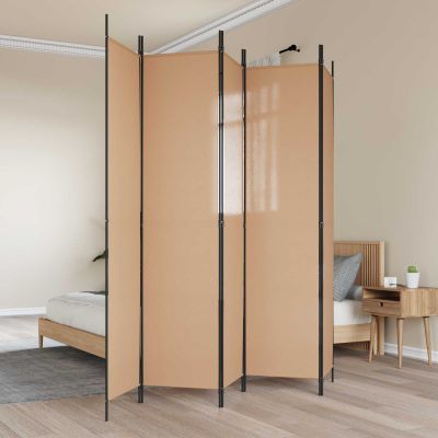 vidaXL 5-panelový paraván Béžová 250 x 220 cm Látka