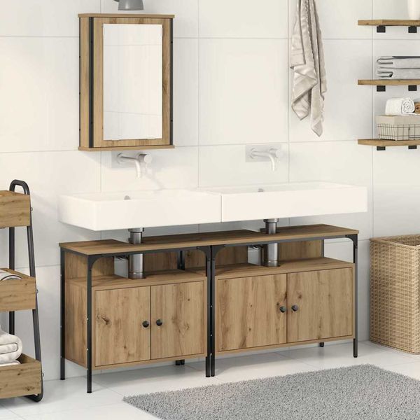 vidaXL Kúpeľňové umývadlové jednotky 3 pcs Hnedá Kompozitné drevo