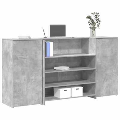 vidaXL Recepčný stôl betónovo sivý 200x50x103,5 cm kompozitné drevo