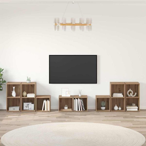 vidaXL Sada televíznych stolíkov 8 pcs Remeselný dub Kompozitné drevo