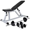 vidaXL Posilňovacia lavica so sadou činiek barbell a dumbbell 30,5 kg