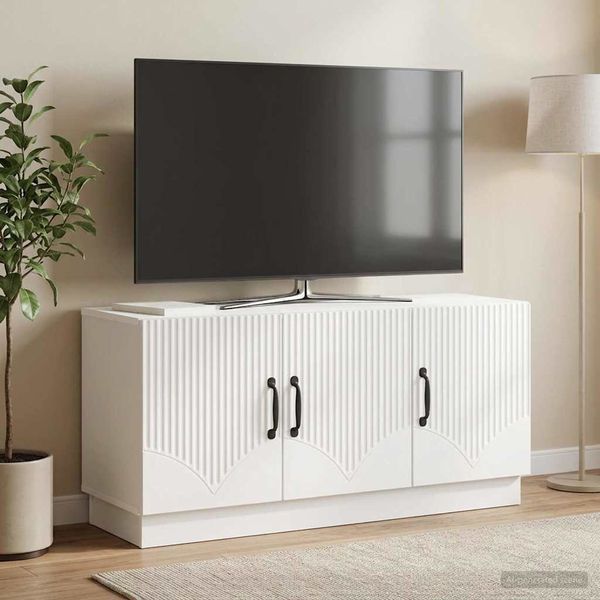 vidaXL TV skrinka Biela s vysokým leskom 99 x 34,5 x 47 cm