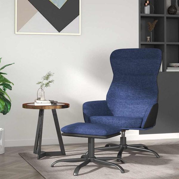 vidaXL Relaxačné kreslo s podnožkou modré látka