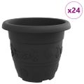 vidaXL Kulatý kvetináč 24 ks Čierna Ø 30 x 25 cm Plast