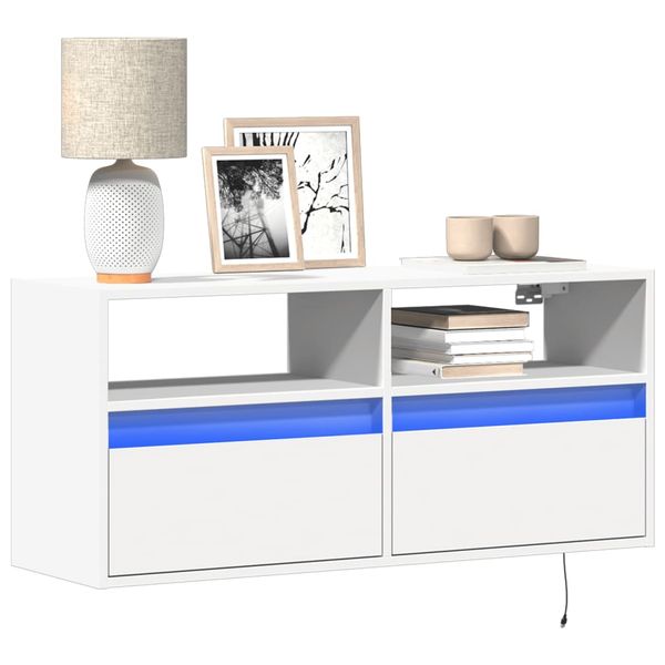 vidaXL TV nástenná skrinka s LED svetlami biela 100x31x45 cm