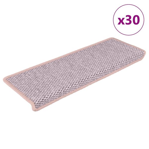 vidaXL Samolepiace nášľapy na schody sisal 30 ks 65x21x4 cm ružová