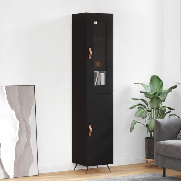 vidaXL Vysoká skrinka čierna 34,5x34x180 cm spracované drevo