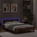 vidaXL Posteľný rám s čelom a LED dymový dub 120x190 cm