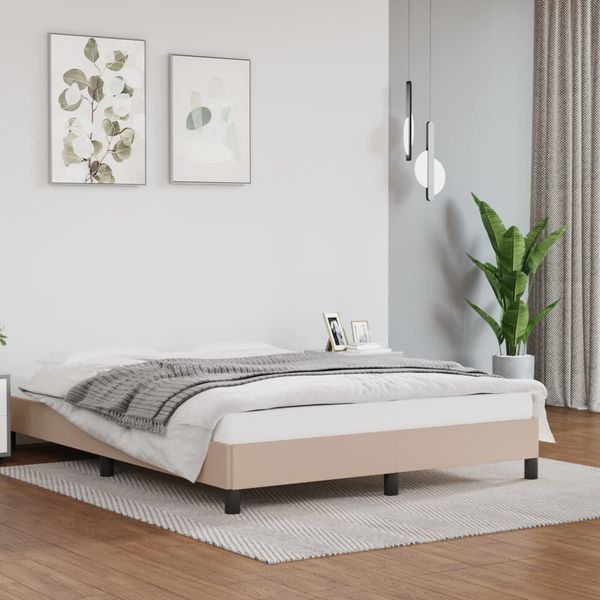 vidaXL Posteľný rám kapučínový 140x190 cm umelá koža