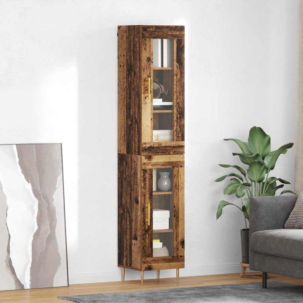 vidaXL Highboard 2 pcs Staré drevo Sklo
