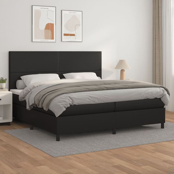 vidaXL Boxspring posteľ s matracom čierna 200x200 cm umelá koža