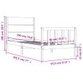 vidaXL Posteľný rám s čelom, čierny, jednolôžko, masívne drevo