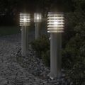 vidaXL Vonkajšie stojace lampy senzor 3 ks strieborné 60 cm nehr. oceľ