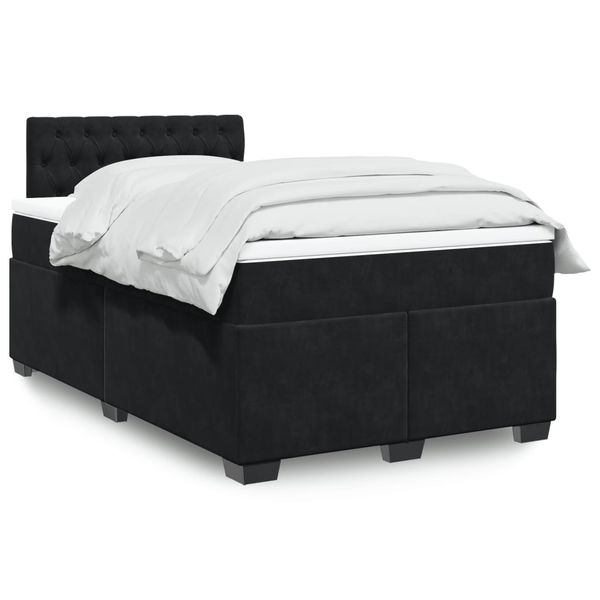 vidaXL Posteľný rám boxspring s matracom čierny 120x200 cm zamat