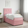 vidaXL LED boxspring posteľ s matracom Ružová 90 x 190 cm Zamat