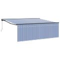 vidaXL Sklopná markíza Modrá a biela 400 × 300 cm Polyester a hliník