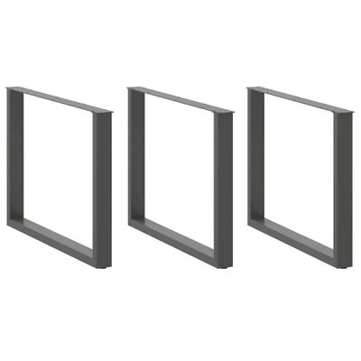 vidaXL Nohy k jedálenskému stolu v tvare U, 3 ks, antracitové, 100 x (72-73) cm, oceľ