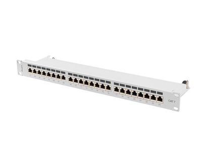 Patch panel 24 portov 1U 19'' CAT.7 ftp tienený šedý lanberg