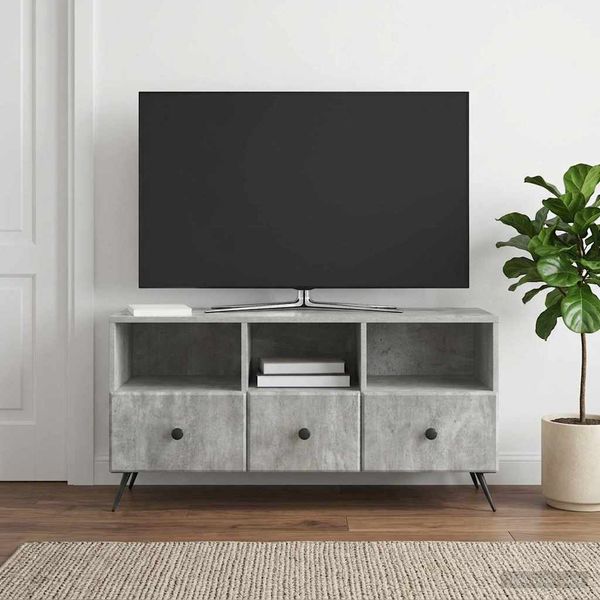 vidaXL TV skrinka Betónovo sivá 102 x 34,5 x 50 cm Kompozitné drevo