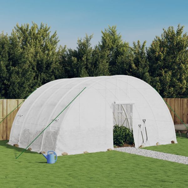 vidaXL Skleník s oceľovým rámom biely 24 m² 6x4x2,85 m