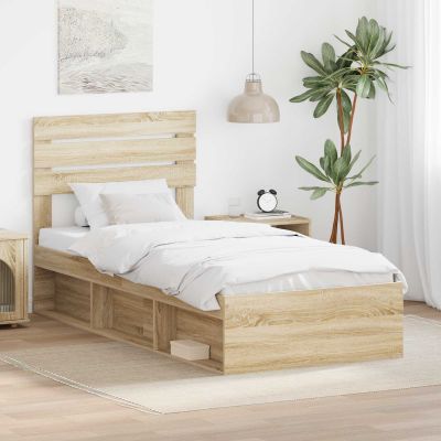 vidaXL Rám postele Sonoma dub 75 x 190 cm Masívne borovicové drevo