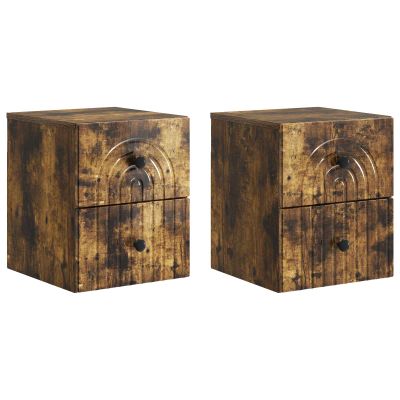 vidaXL Nástenná nočná skrinka 2 pcs Dymový dub 33 x 34,5 x 40 cm