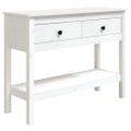 vidaXL Konzolový stolík biely 100x35x75 cm masívne borovicové drevo