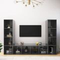 vidaXL TV skrinky 3 ks lesklé sivé 142,5x35x36,5 cm drevotrieska