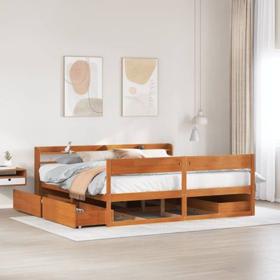 vidaXL Posteľ bez matraca voskovo hnedá 180x200 cm masívna borovica