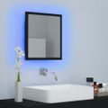 vidaXL Kúpeľňové zrkadlo s LED, čierne 40x8,5x37 cm, akryl