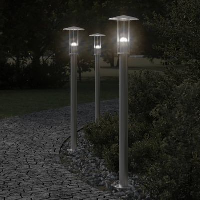 vidaXL Vonkajšia stojaca lampa strieborná 100 cm nehrdzavejúca oceľ