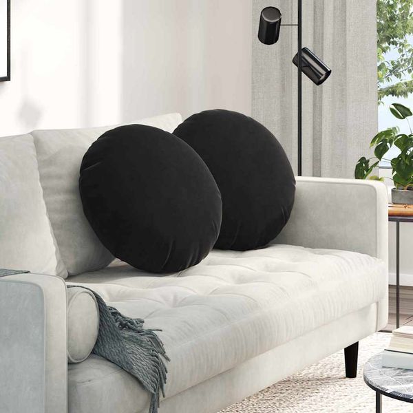 vidaXL Vankúše na sedenie 2 pcs Čierna Ø50 x 19 cm Zamat
