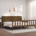 vidaXL Posteľný rám s čelom medovo-hnedý 200x200 cm masívne drevo