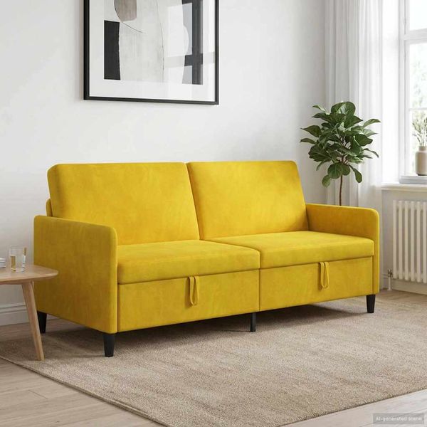 vidaXL Sofa s úložným priestorom Žltá 192 x 78 x 87 cm Polyester