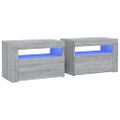 vidaXL Nočné stolíky 2 ks s LED, sivý dub sonoma 60x35x40 cm