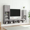 vidaXL 4-dielne TV nástenné skrinky s LED sivé sonoma kompozitné drevo