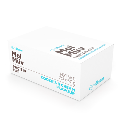 MoiMüv Protein Bar - GymBeam, cookies & cream, 20 x 60 g