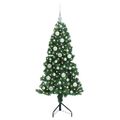 vidaXL Rohový umelý vianočný strom s 150 LED-i Zelená 120 cm PVC a kov