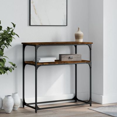 vidaXL Konzolový stolík dymový dub 75x35,5x75 cm kompozitné drevo