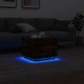vidaXL Konferenčný stolík s LED svetlami dymový dub 50x50x40 cm