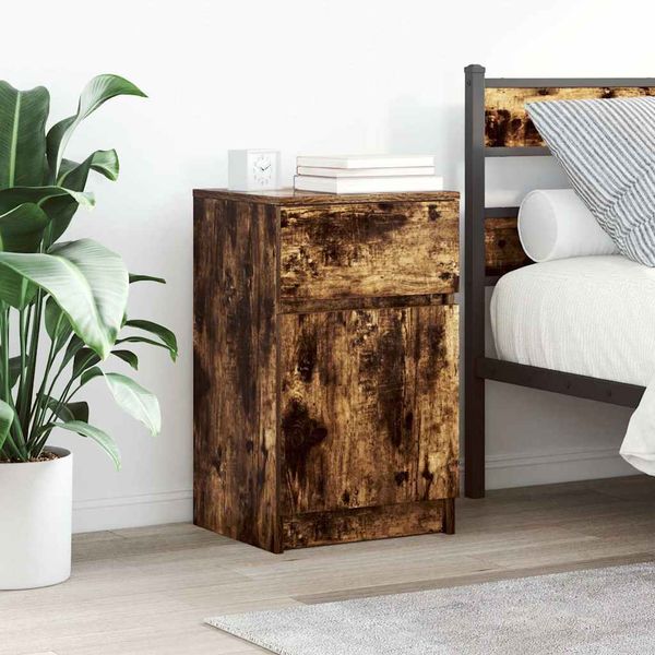 vidaXL Nočný stolík dymový dub 39x35x65 cm kompozitné drevo