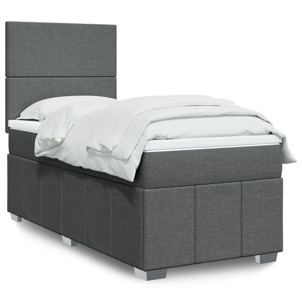 vidaXL Posteľný rám boxsping s matracom tmavosivý 80x200 cm látka