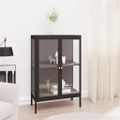 vidaXL Komoda čierna 75x35x105 cm oceľ a sklo