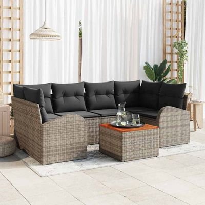 vidaXL Súprava záhradných pohoviek s úložiskom 7 pcs Sivá polyratan