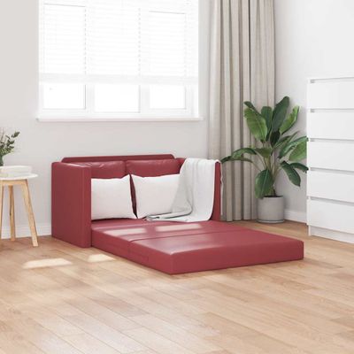 vidaXL Podlahová rozklad. pohovka 2 v 1 vínová 112x174x55cm umelá koža
