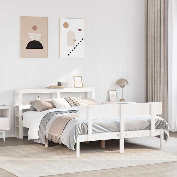 vidaXL Posteľ s matracom biela 120x200 cm borovicový masív