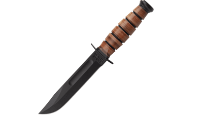 KA-BAR KB-1250 Short USMC taktický nôž na prežitie 13,3cm, čierna, koža, kožené puzdro