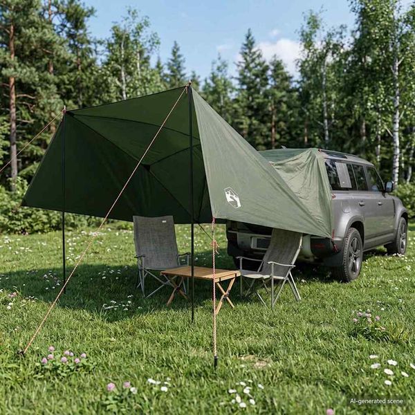 vidaXL Auto Stan Armádna zelená 308 x 215 x 220 cm Polyester a oceľ