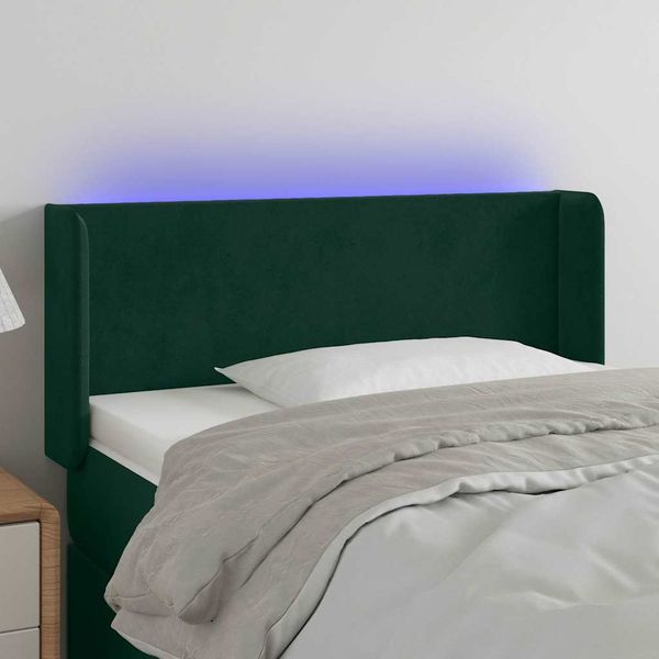 vidaXL Čelo postele s LED tmavozelené 83x16x78/88 cm zamat